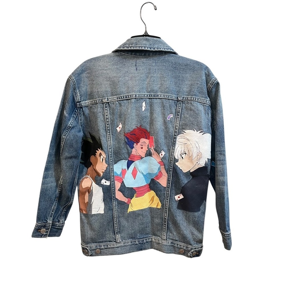 Madewell Oversized Jean Jacket Anime‎ Hunter x Hunter Hand Painted Size XXS NWT